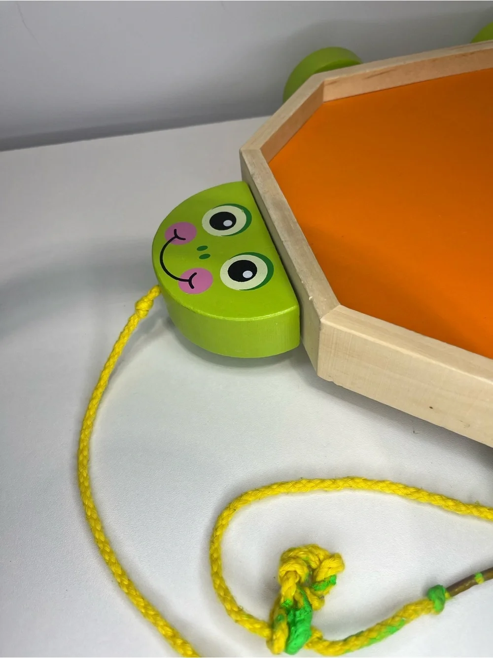 Melissa & Doug Wooden Turtle Pull Toy - Orange, Green & Yellow